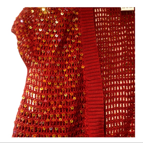 Necessary Objects Orange Rust Sequin Cardigan - Picture 2 of 2
